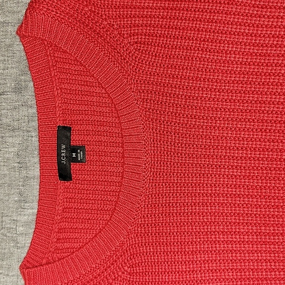 EUC J. Crew Cotton Cashmere Red Sweater Medium - Picture 2 of 5